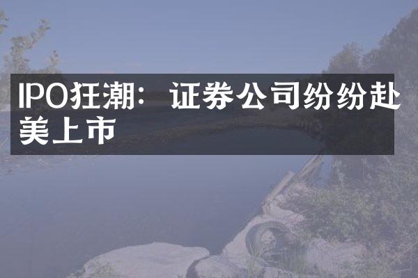 IPO狂潮：证券公司纷纷赴美上市