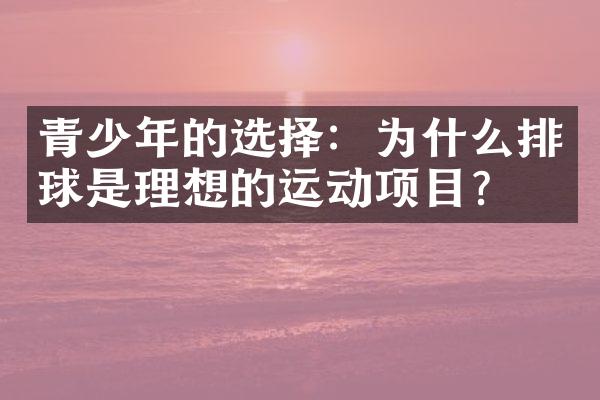 青少年的选择：为什么排球是理想的运动项目？