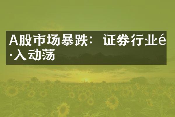 A股市场暴跌：证券行业陷入动荡