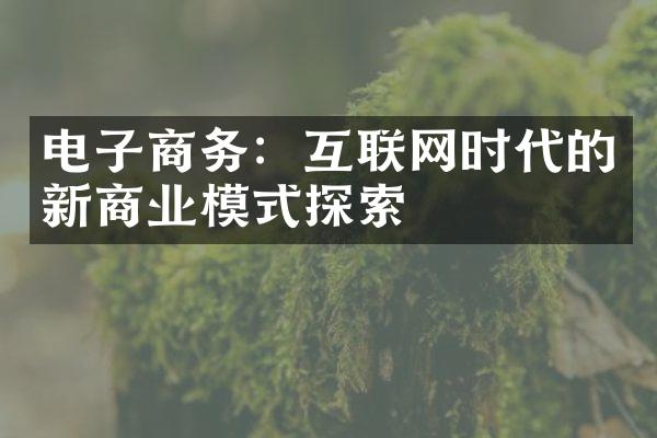 电子商务：互联网时代的新商业模式探索