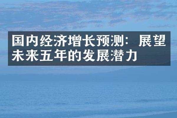 国内经济增长预测：展望未来五年的发展潜力