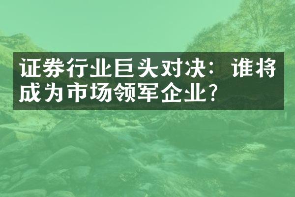 证券行业巨头对决：谁将成为市场领军企业？