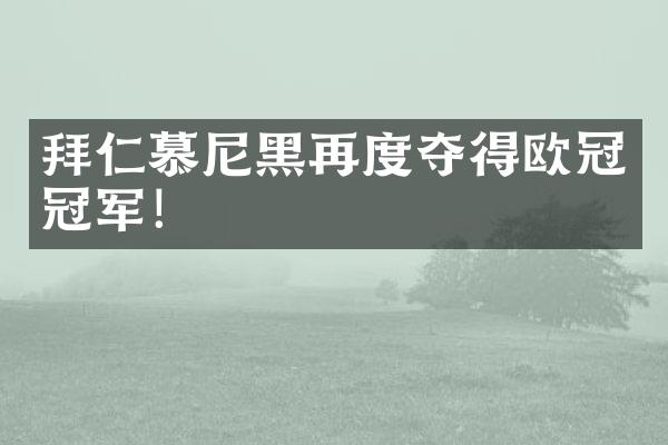 拜仁慕尼黑再度夺得欧冠冠军！