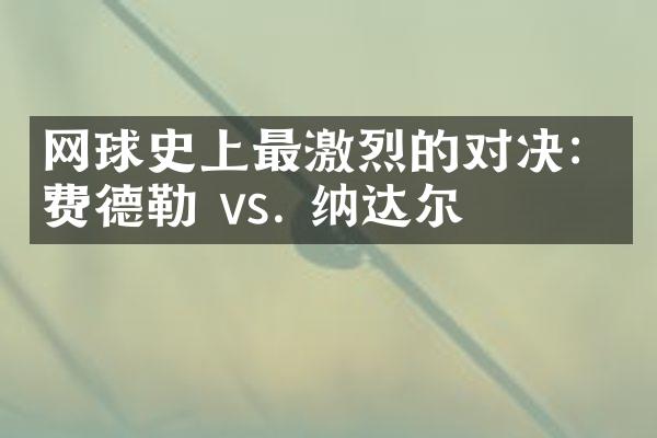 网球史上最激烈的对决：费德勒 vs. 纳达尔