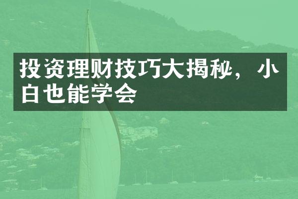 投资理财技巧大揭秘，小白也能学会