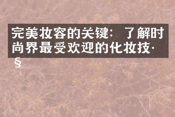 完美妆容的关键：了解时尚界最受欢迎的化妆技巧