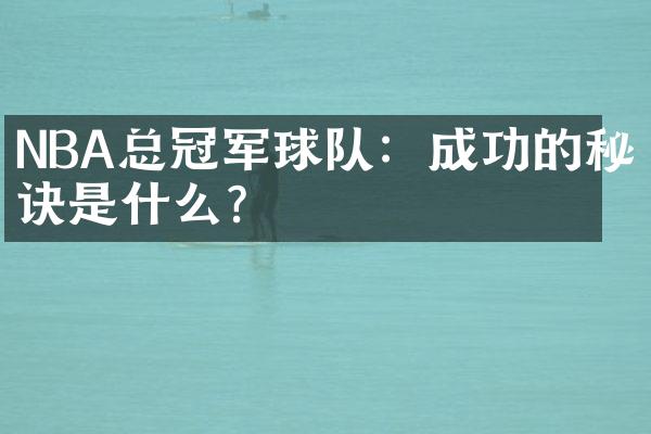 NBA总冠军球队：成功的秘诀是什么？