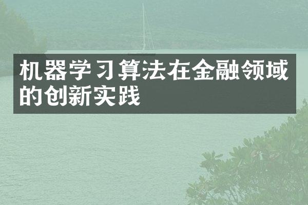 机器学习算法在金融领域的创新实践