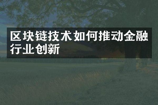 区块链技术如何推动金融行业创新