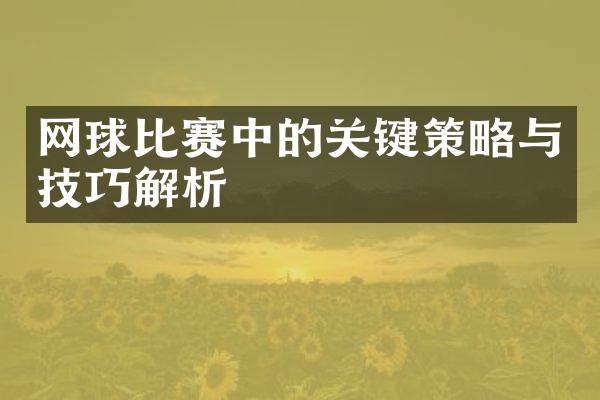 网球比赛中的关键策略与技巧解析