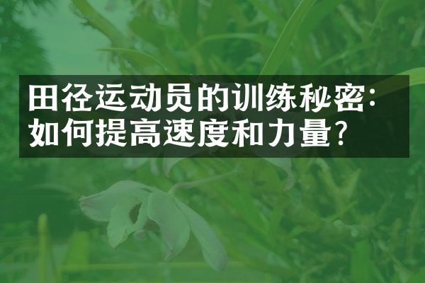 田径运动员的训练秘密：如何提高速度和力量？