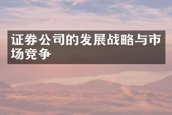 证券公司的发展战略与市场竞争