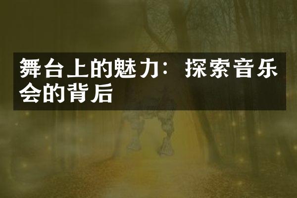 舞台上的魅力：探索音乐会的背后