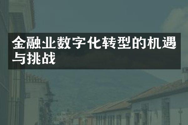 金融业数字化转型的机遇与挑战