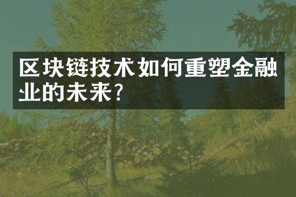 区块链技术如何重塑金融业的未来?