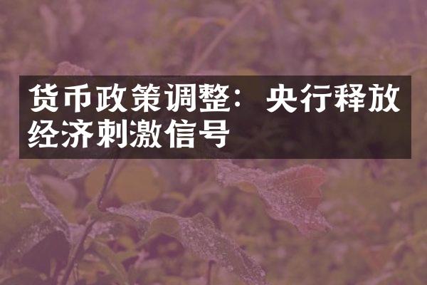 货币政策调整：央行释放经济刺激信号