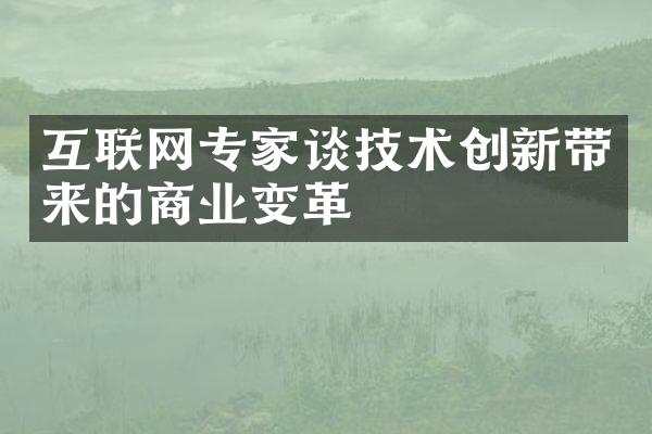 互联网专家谈技术创新带来的商业变革