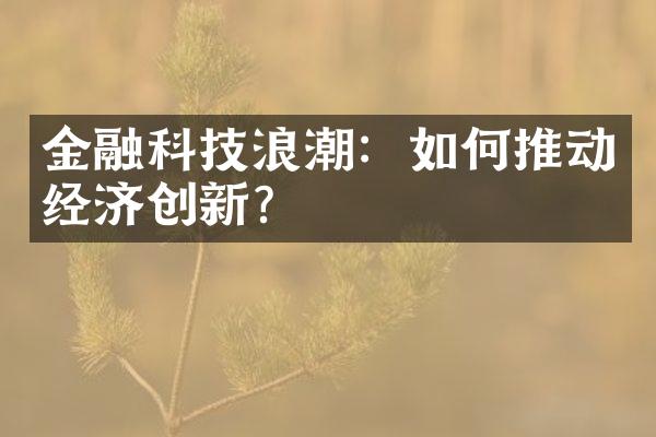 金融科技浪潮：如何推动经济创新？