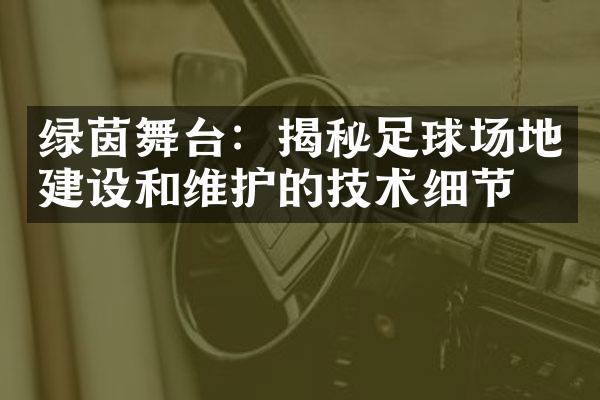 绿茵舞台：揭秘足球场地和维护的技术细节