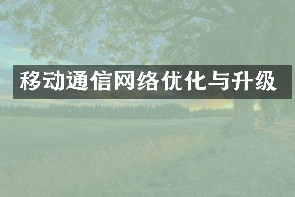 移动通信网络优化与升级