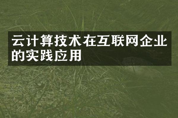 云计算技术在互联网企业的实践应用