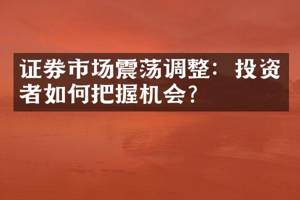 证券市场震荡调整：投资者如何把握机会？