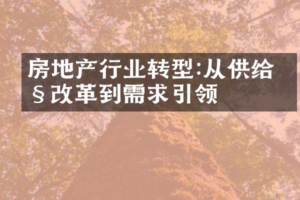 房地产行业转型:从供给侧改革到需求引领