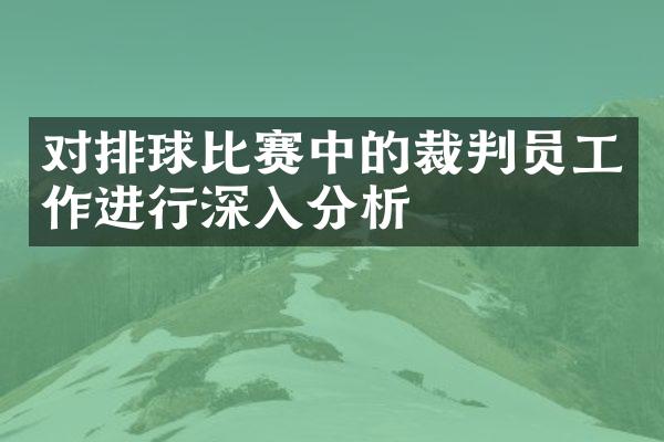 对排球比赛中的裁判员工作进行深入分析