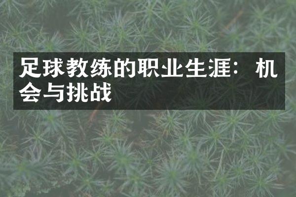 足球教练的职业生涯：机会与挑战