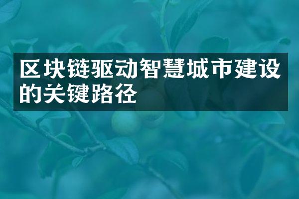 区块链驱动智慧城市建设的关键路径