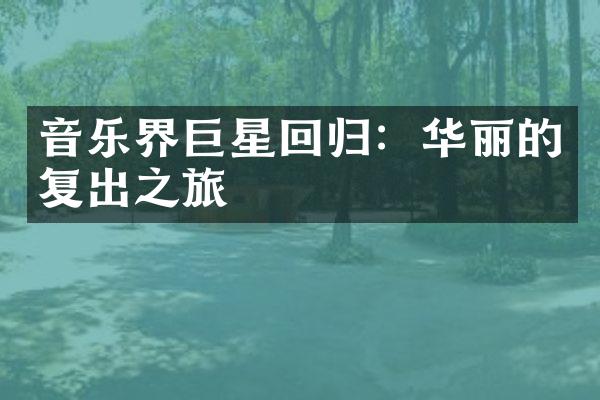 音乐界巨星回归：华丽的复出之旅