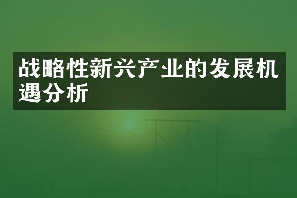 战略性新兴产业的发展机遇分析