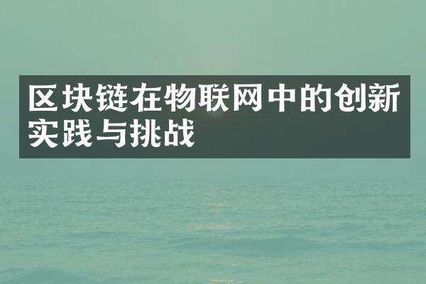 区块链在物联网中的创新实践与挑战