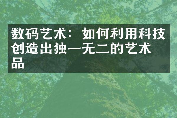 数码艺术：如何利用科技创造出独一无二的艺术作品