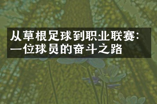 从草根足球到职业联赛：一位球员的奋斗之路