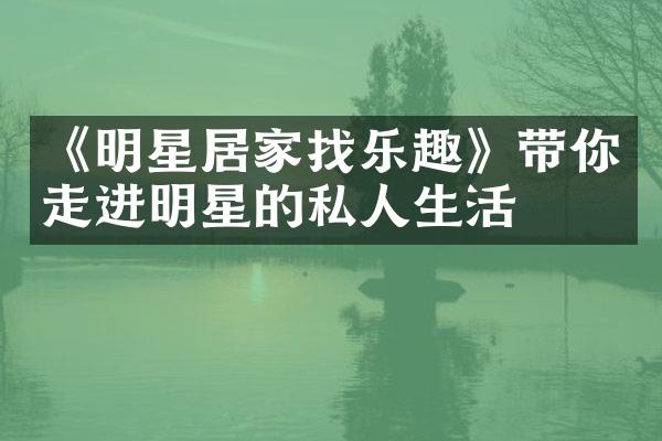 《明星居家找乐趣》带你走进明星的私人生活