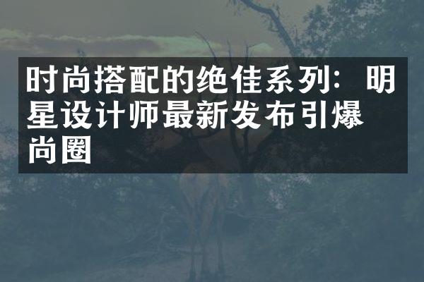 时尚搭配的绝佳系列：明星设计师最新发布时尚圈