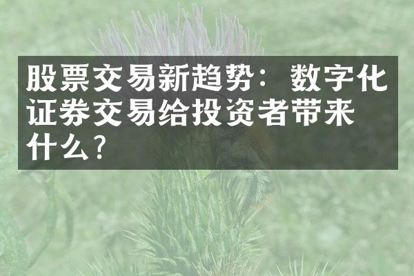 股票交易新趋势：数字化证券交易给投资者带来了什么？