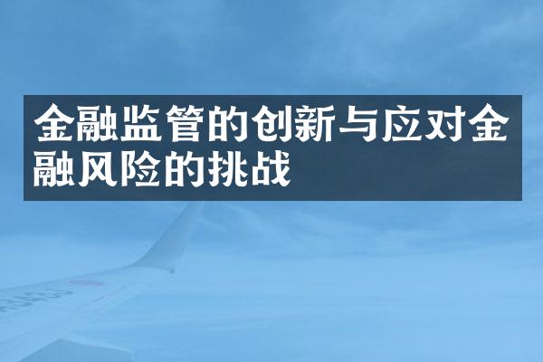 金融监管的创新与应对金融风险的挑战