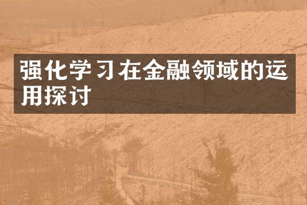 强化学习在金融领域的运用探讨