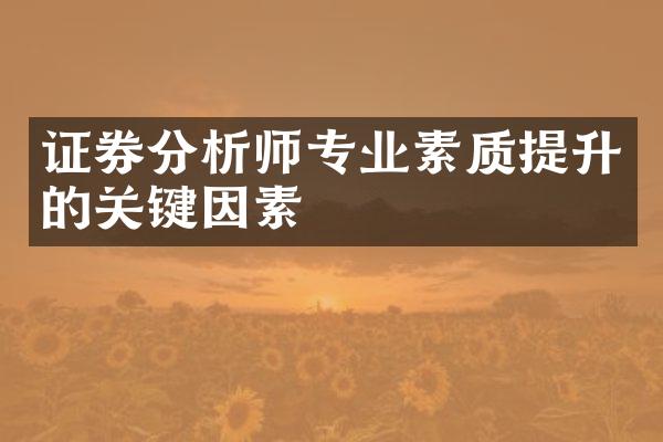 证券分析师专业素质提升的关键因素