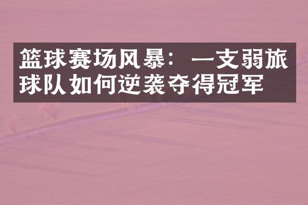 篮球赛场风暴：一支弱旅球队如何逆袭夺得冠军？