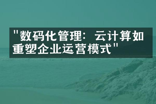 "数码化管理：云计算如何重塑企业运营模式"