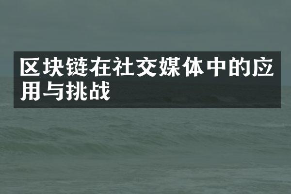 区块链在社交媒体中的应用与挑战