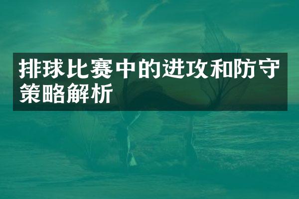 排球比赛中的进攻和防守策略解析