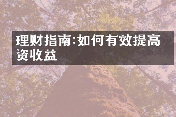 理财指南:如何有效提高投资收益