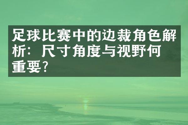 足球比赛中的边裁角色解析：尺寸角度与视野何其重要？