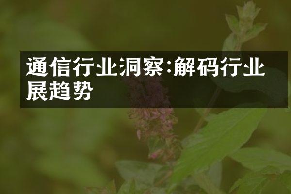 通信行业洞察:解码行业发展趋势