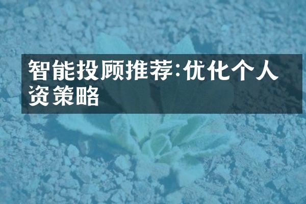 智能投顾推荐:优化个人投资策略