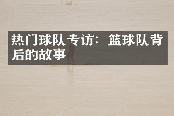 热门球队专访：篮球队背后的故事